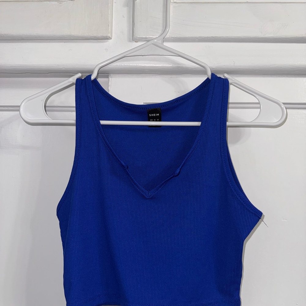 SHEIN Royal Blue Ribbed Tank Top